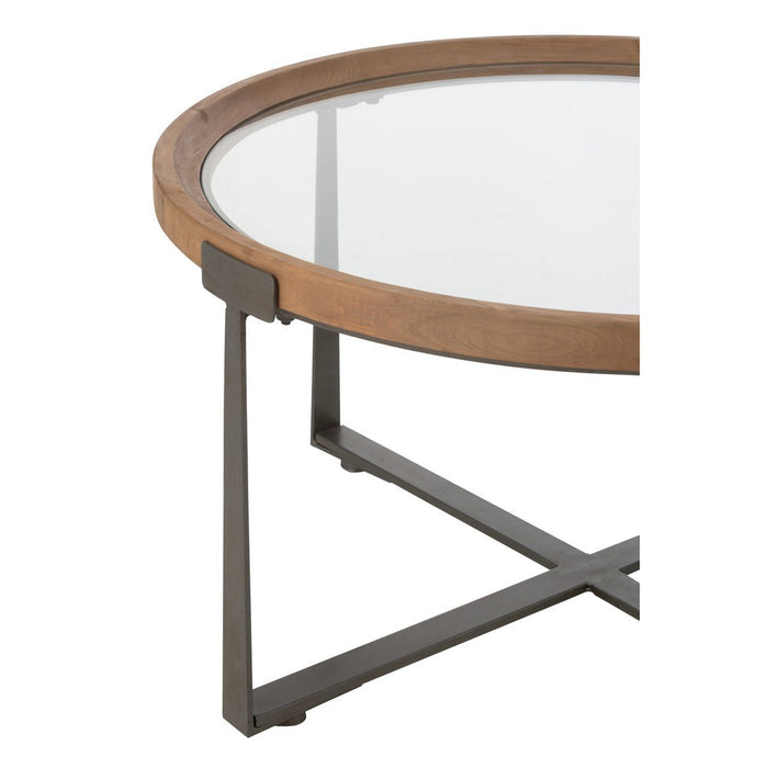 Set Van 2 salontafel luki glas/spar hout naturel/zwart-Salontafels-J-Line