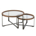 Set Van 2 salontafel luki glas/spar hout naturel/zwart-Salontafels-J-Line