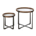 Set Van 2 salontafel mine glas/spar hout naturel/zwart-Salontafels-J-Line