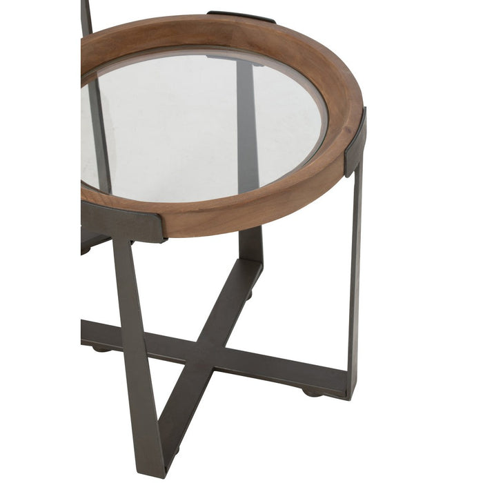 Set Van 2 salontafel mine glas/spar hout naturel/zwart-Salontafels-J-Line