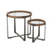 Set Van 2 salontafel mine glas/spar hout naturel/zwart-Salontafels-J-Line