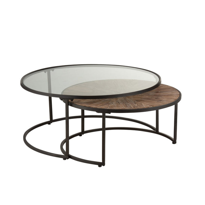 Set Van 2 salontafels rond metaal zwart-Salontafels-J-Line