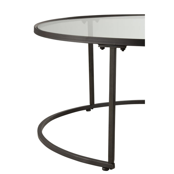 Set Van 2 salontafels rond metaal zwart-Salontafels-J-Line