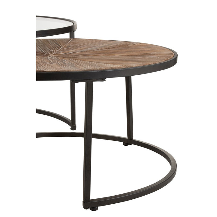 Set Van 2 salontafels rond metaal zwart-Salontafels-J-Line