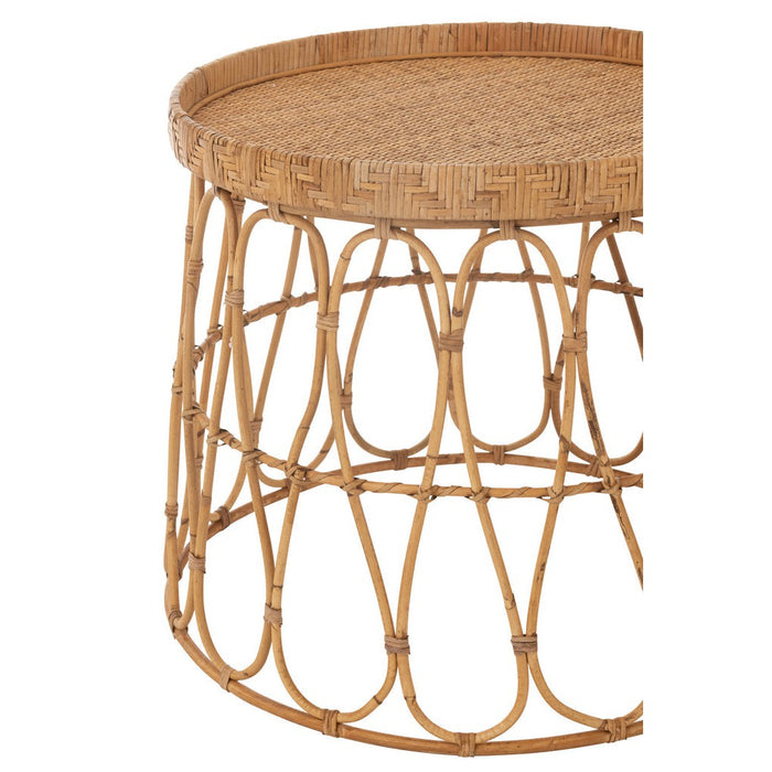 Set Van 2 tafel rond rotan/multiplex naturel-Bijzettafels-J-Line
