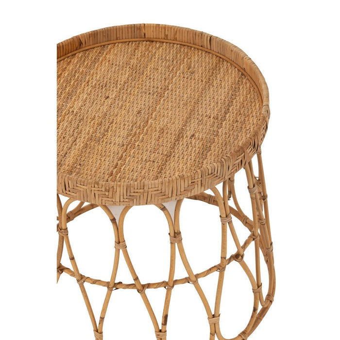 Set Van 2 tafel rond rotan/multiplex naturel-Bijzettafels-J-Line