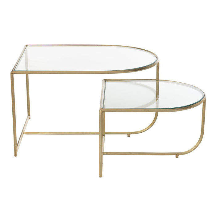 Set Van 2 tafels porte metaal/glas goud-Bijzettafels-J-Line