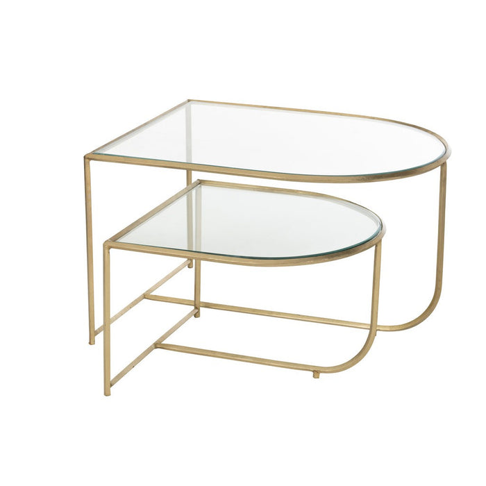 Set Van 2 tafels porte metaal/glas goud-Bijzettafels-J-Line