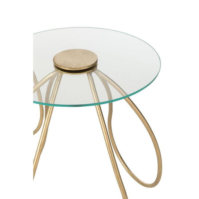Set Van 2 tafels rond metaal/glas goud-Bijzettafels-J-Line
