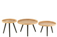 Set Van 3 bijzettafel rond mango hout naturel-Salontafels-J-Line