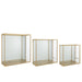 Set Van 3 muurrek spiegel vierkant metaal/glas goud-Vakkenkasten-J-Line