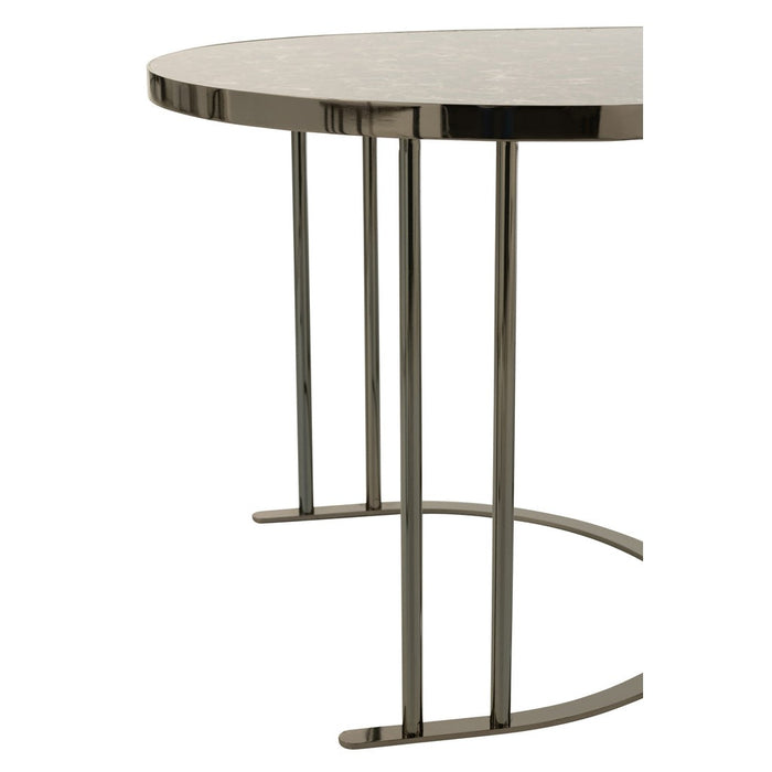 Set Van 3 salontafels zilver/bruin metaal/mdf-Bijzettafels-J-Line