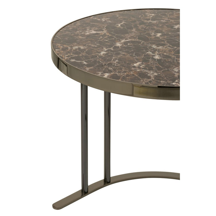 Set Van 3 salontafels zilver/bruin metaal/mdf-Bijzettafels-J-Line