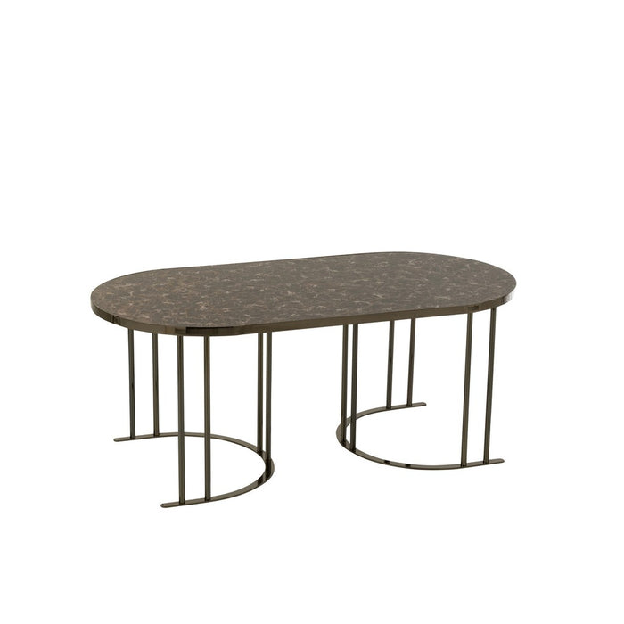 Set Van 3 salontafels zilver/bruin metaal/mdf-Bijzettafels-J-Line