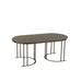 Set Van 3 salontafels zilver/bruin metaal/mdf-Bijzettafels-J-Line