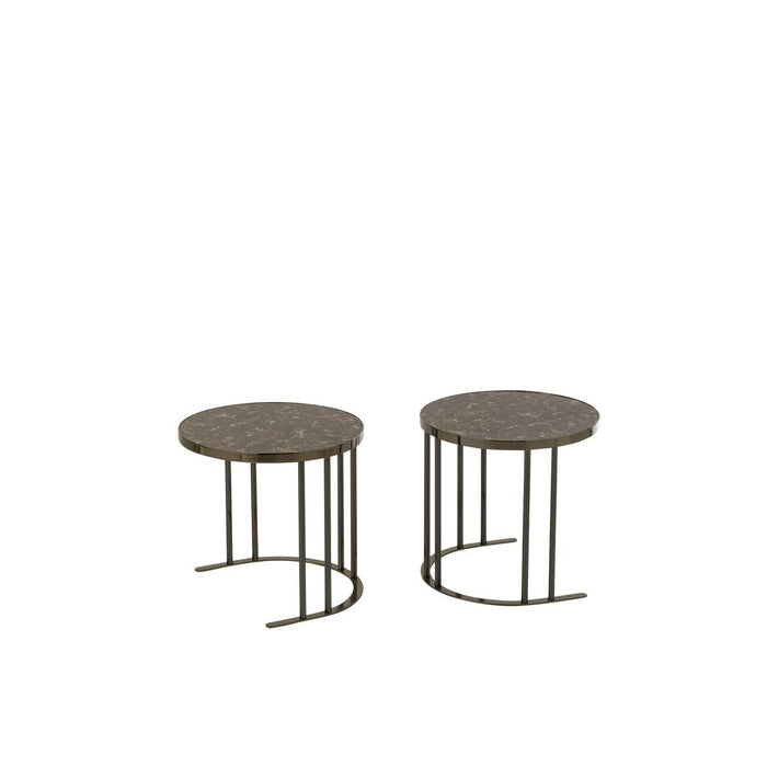 Set Van 3 salontafels zilver/bruin metaal/mdf-Bijzettafels-J-Line