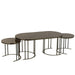 Set Van 3 salontafels zilver/bruin metaal/mdf-Bijzettafels-J-Line