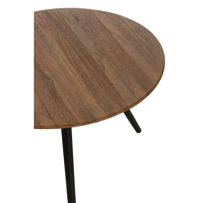Set Van 4 bijzettafel rond gerecycleerd teak naturel-Bijzettafels-J-Line