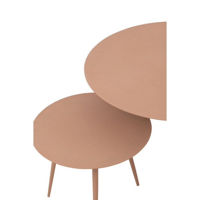 Set Van drie bijzettafel ijzer oud roze-Bijzettafels-J-Line