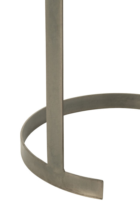 Set Van drie bijzettafels rond ijzer/glas grijs-Bijzettaels-J-Line