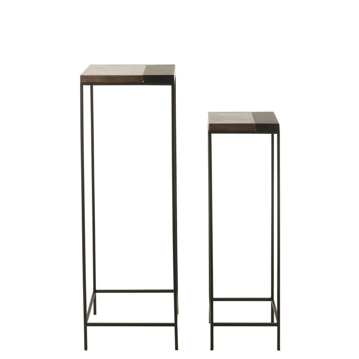 Set Van twee bijzettafel hoog brons/zwart-Bijzettafels-J-Line