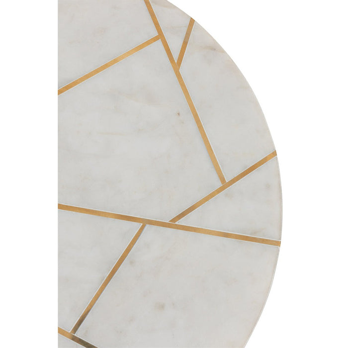 Set Van twee bijzettafel marmer/ijzer goud/wit-Bijzettafels-J-Line