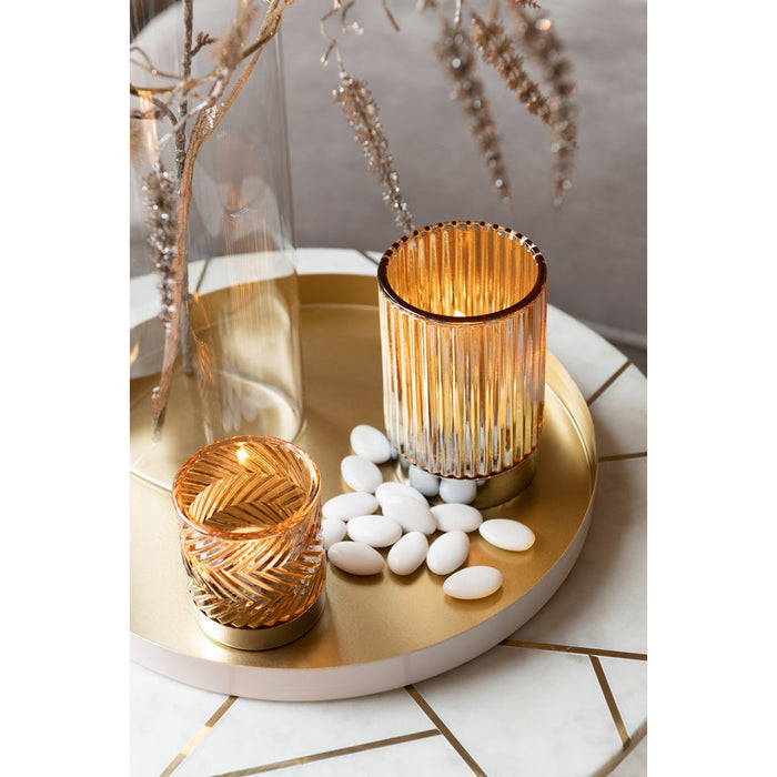 Set Van twee bijzettafel marmer/ijzer goud/wit-Bijzettafels-J-Line