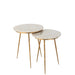 Set Van twee bijzettafel marmer/ijzer goud/wit-Bijzettafels-J-Line