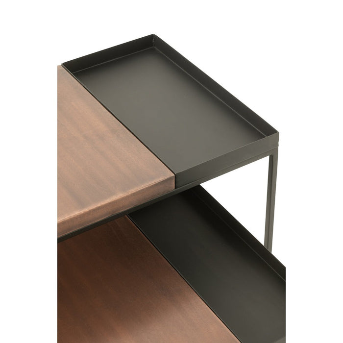 Set Van twee bijzettafel metaal brons/zwart-Bijzettafels-J-Line