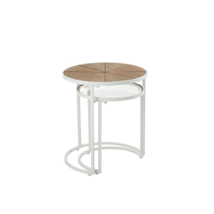 Set Van twee bijzettafels lounge metaal/hout wit/naturel-Bijzettafels-J-Line