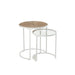 Set Van twee bijzettafels lounge metaal/hout wit/naturel-Bijzettafels-J-Line