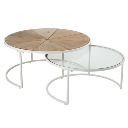 Set Van twee bijzettafels relax metaal/hout wit/naturel-J-Line