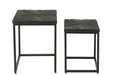 Set Van twee bijzettafels shanil hout/ijzer zwart-Bijzettafels-J-Line