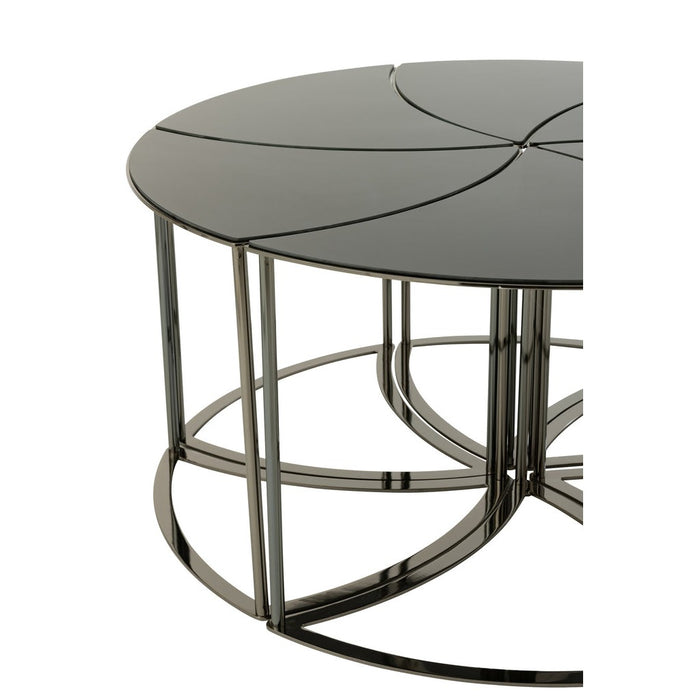 Set Van zes tafels tornado zwart metaal/mdf/glas-Bijzettafels-J-Line