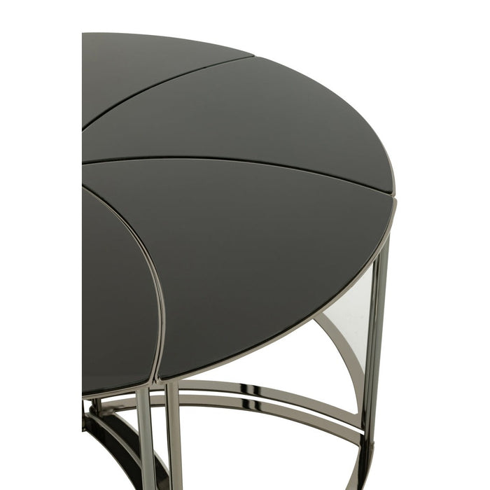 Set Van zes tafels tornado zwart metaal/mdf/glas-Bijzettafels-J-Line