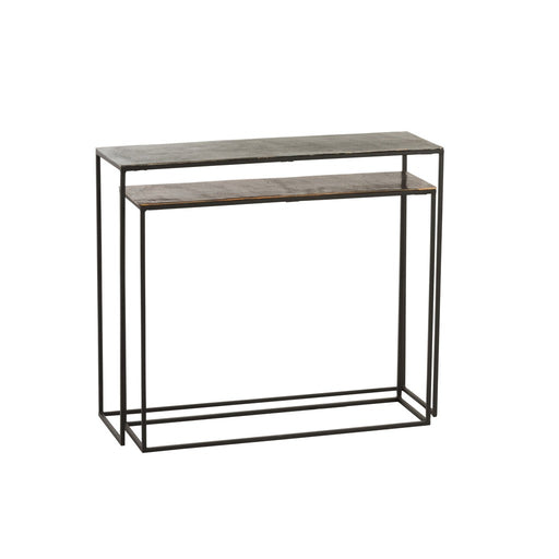 Set van 2 Console tafels Rechthoek Aluminium Zwart | Mix-Bijzettafels-J-Line