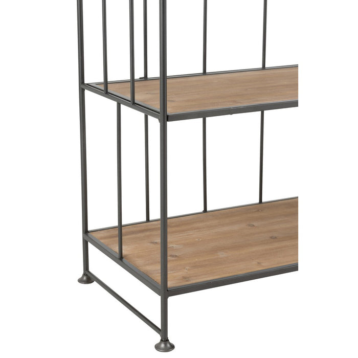 Set van 2 Rack Rond Top Metaal | Hout Brown-Vakkenkasten-J-Line