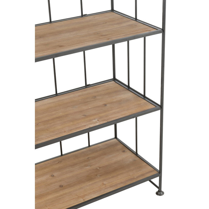 Set van 2 Rack Rond Top Metaal | Hout Brown-Vakkenkasten-J-Line