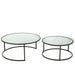 Set van 2 Salontafel Rond Metaal | Glass Zwart-Salontafels-J-Line