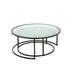 Set van 2 Salontafel Rond Metaal | Glass Zwart-Salontafels-J-Line