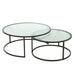 Set van 2 Salontafel Rond Metaal | Glass Zwart-Salontafels-J-Line