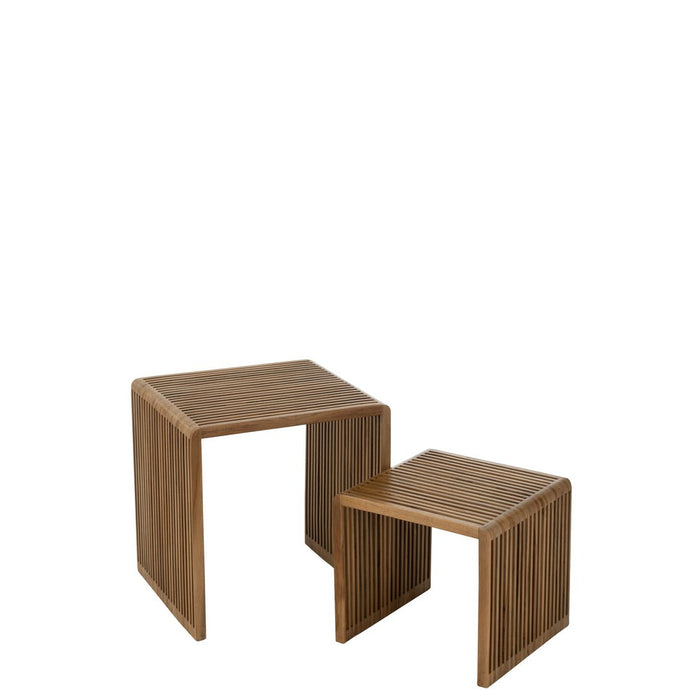 Set van 2 Salontafels Cubic Recycle Teak Natuurlijk-Salontafels-J-Line