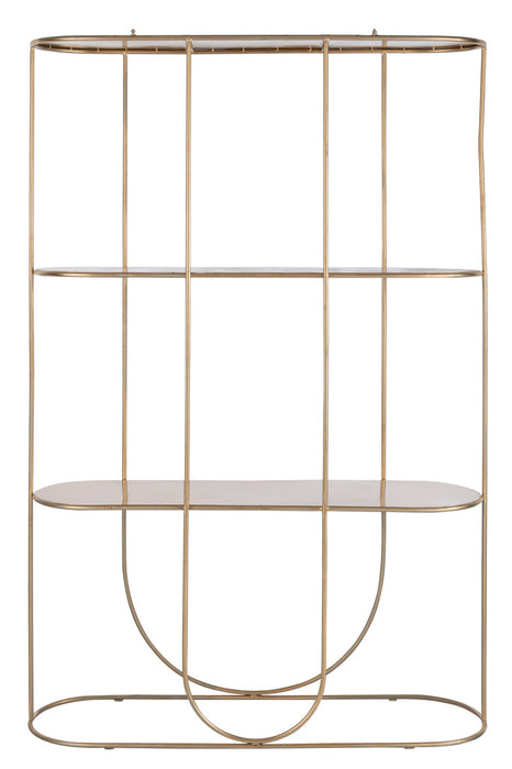 Shelf 3 Planks+Curve Deco Metal Gold-Vakkenkasten-J-Line