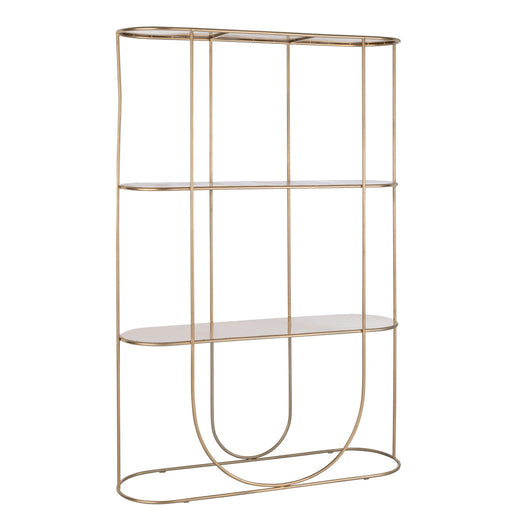 Shelf 3 Planks+Curve Deco Metal Gold-Vakkenkasten-J-Line