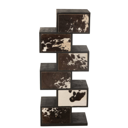 Shelf Cow Mango Hout | Fur Zwart | Wit-Vakkenkasten-J-Line