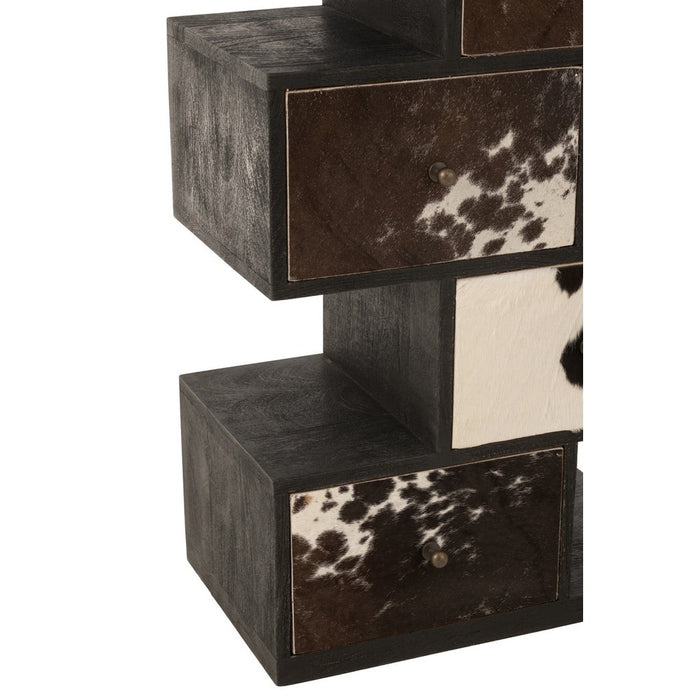 Shelf Cow Mango Hout | Fur Zwart | Wit-Vakkenkasten-J-Line