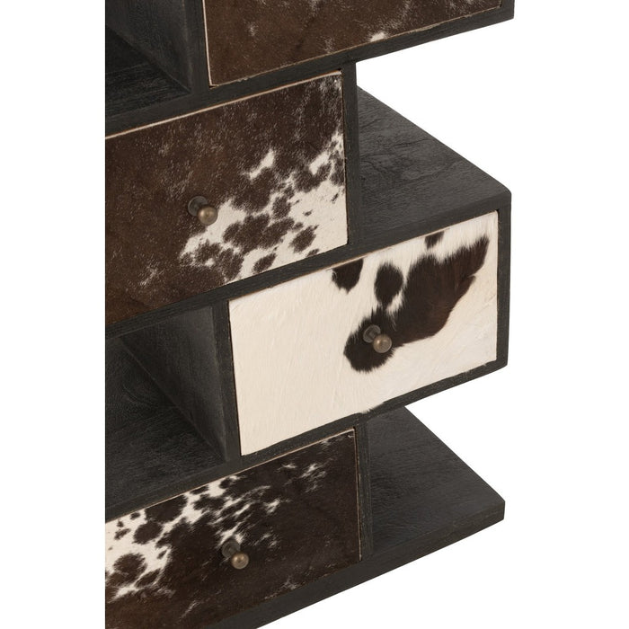 Shelf Cow Mango Hout | Fur Zwart | Wit-Vakkenkasten-J-Line