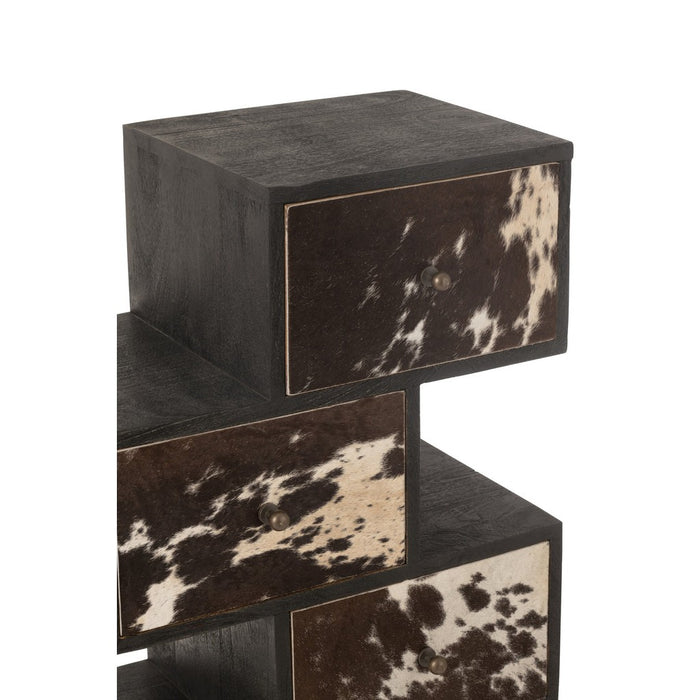 Shelf Cow Mango Hout | Fur Zwart | Wit-Vakkenkasten-J-Line