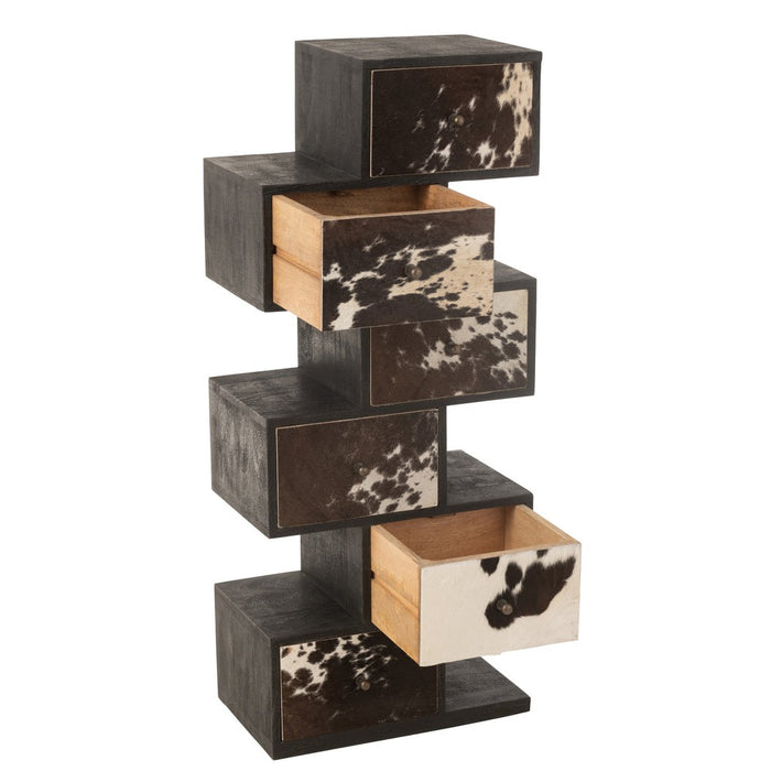 Shelf Cow Mango Hout | Fur Zwart | Wit-Vakkenkasten-J-Line