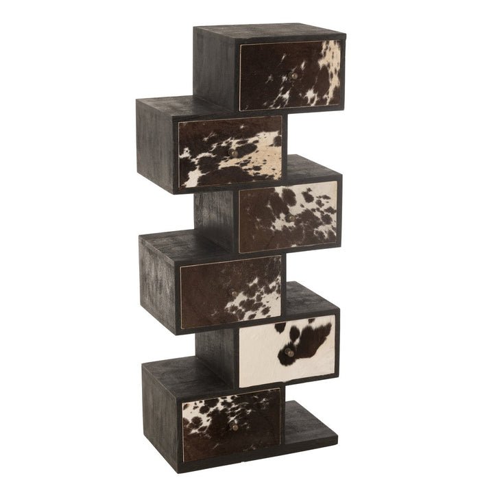 Shelf Cow Mango Hout | Fur Zwart | Wit-Vakkenkasten-J-Line